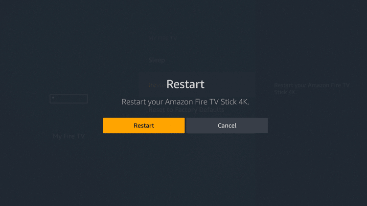 Confirm Restart to Stop Buffering on Firestick