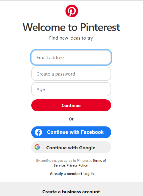 Create Pinterest Account