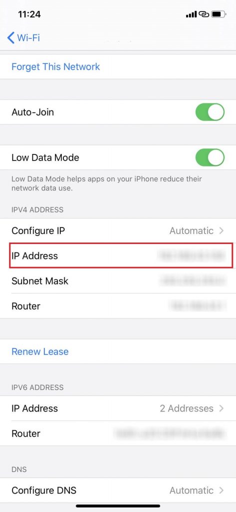 Find IP address on iPhone