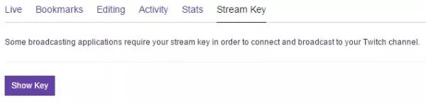 Stream Key tab