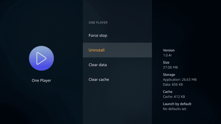 Highlight Uninstall to Stop Buffering on Firestick