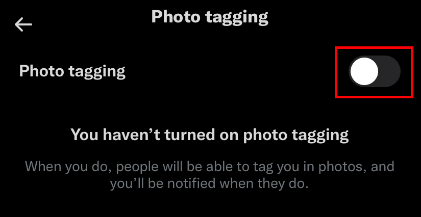 choose photo tagging on Twitter