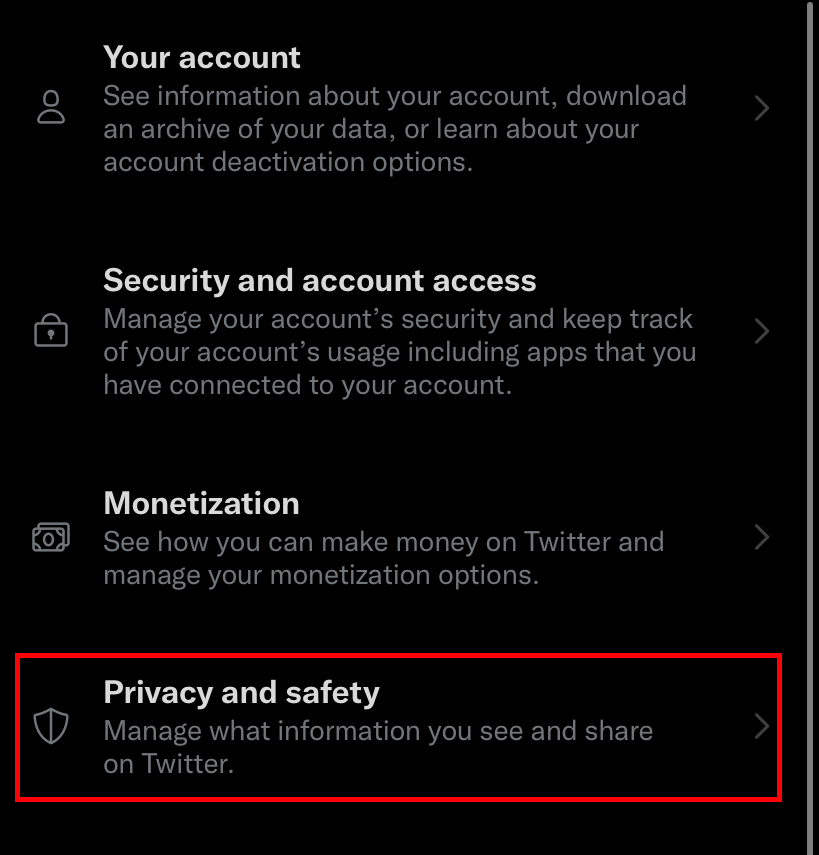 Privacy and Safety settings