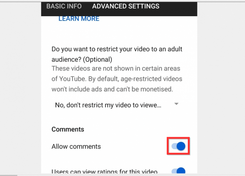 Disable Comments on YouTube