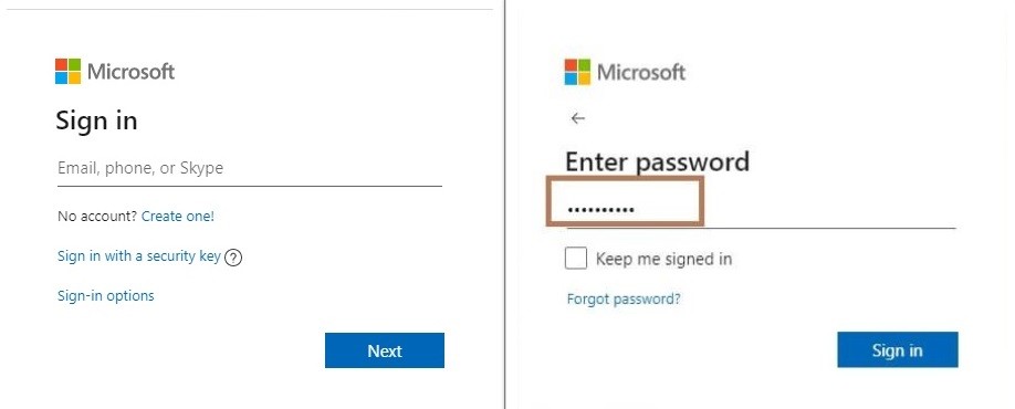 Sign in window of Outlook - Change Profile Picture on Outlook