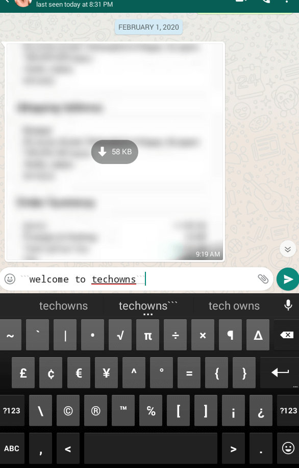 Monospace - Change Font on WhatsApp
