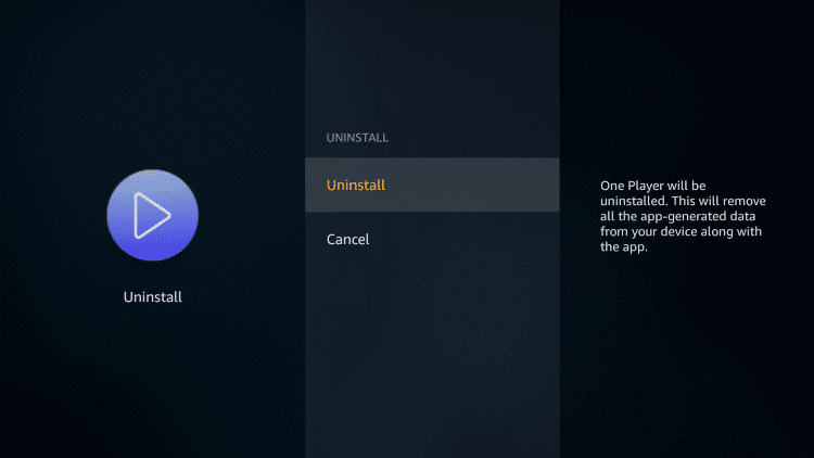 Press Uninstall again to Stop Buffering on Firestick