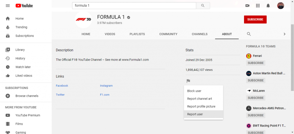 Report YouTube Channel