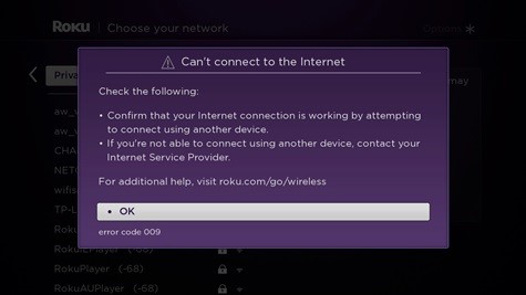 Roku Error Code 009