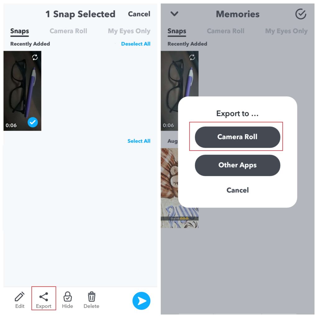 Save videos on Snapchat