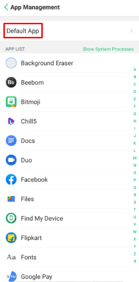 Select Default app