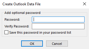 Password (optional) - How To Backup Emails on Outlook