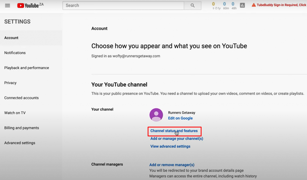 status and fetaures - How To Verify Your YouTube Account