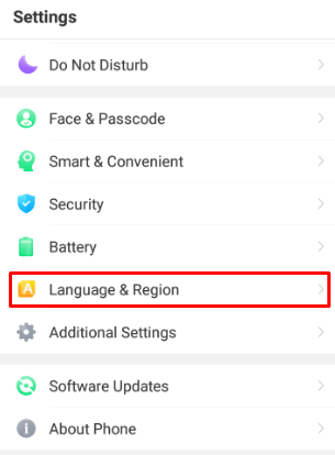 Language and Region