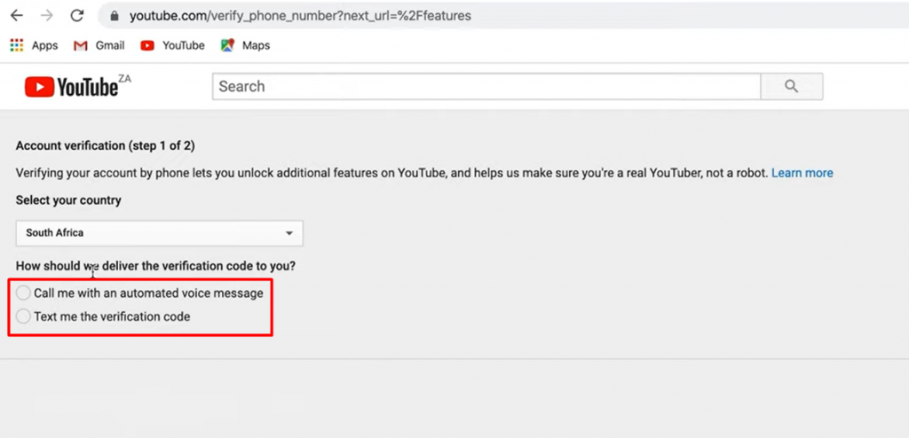 call or text - How To Verify Your YouTube Account