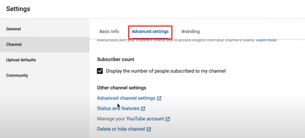 Advanced settings - How To Verify Your YouTube Account