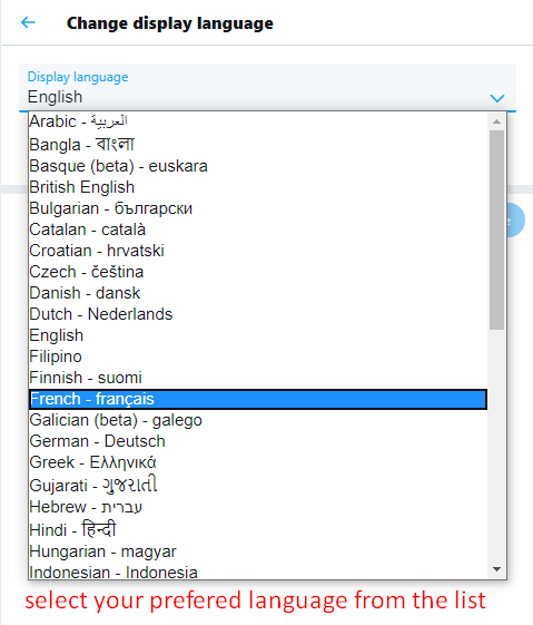 select language