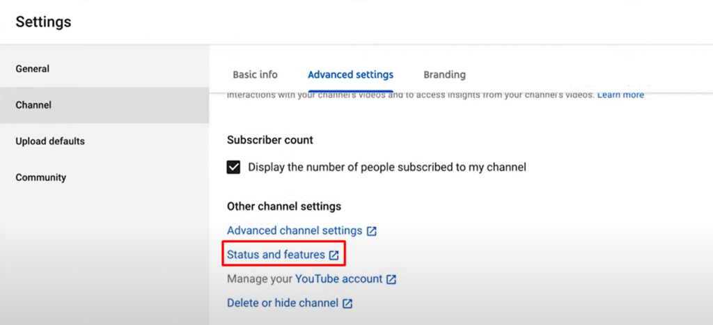 status and features - How To Verify Your YouTube Account