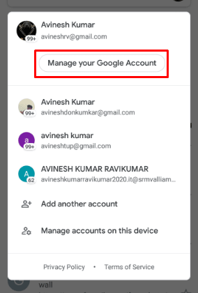 Manage your account 