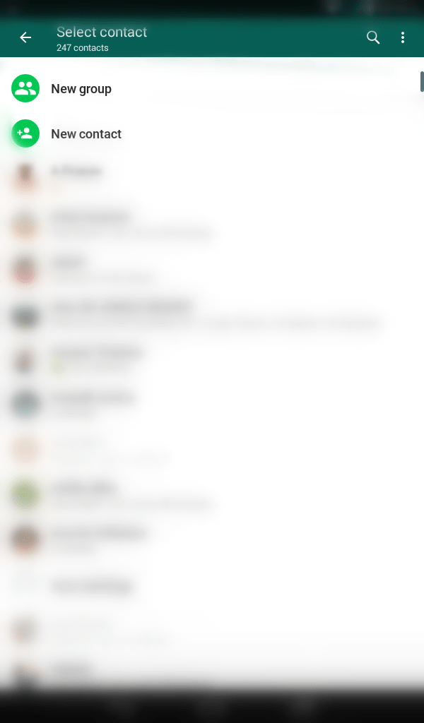 Select New Contact to Add Someone on WhatsApp 
