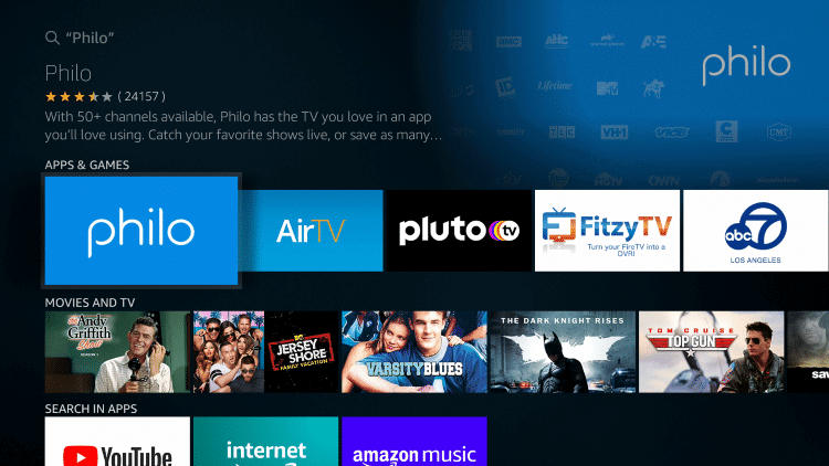 Select Philo TV