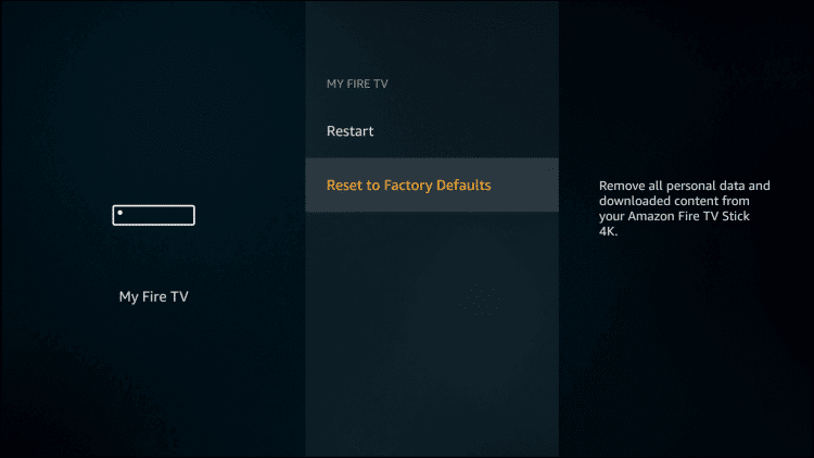 Select Reset to Factory Defaults