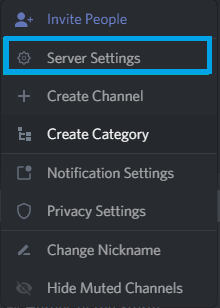 Select Server Settings