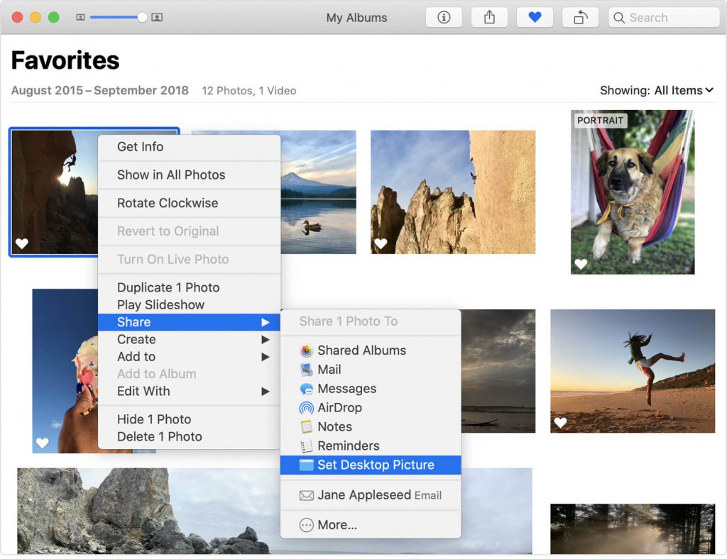 Select Set Desktop Picture to Change Wallpaper on Mac