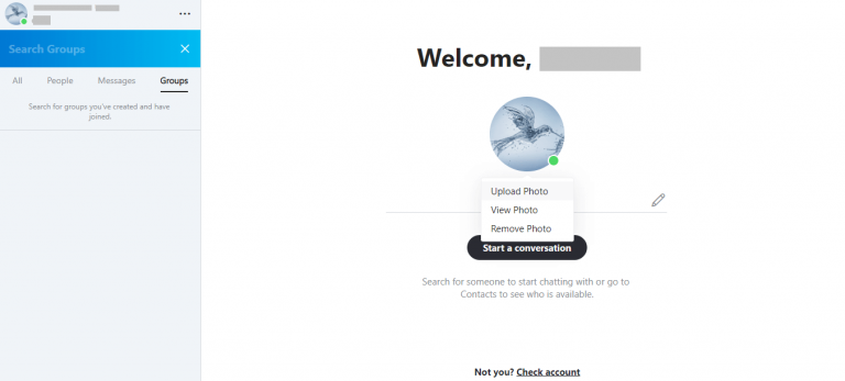 how to change profile picture on skype web