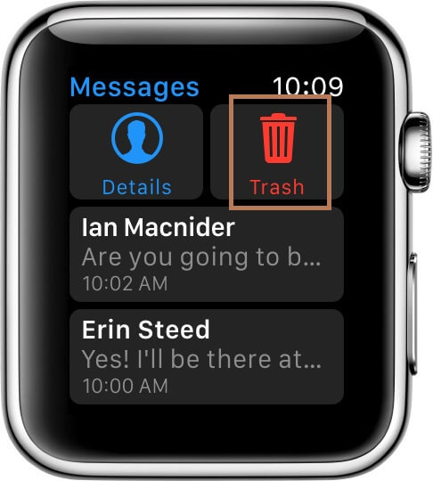 Trash to Delete Messages on Apple Watch