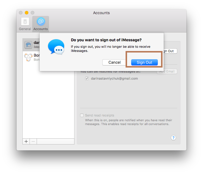 how to sign out of messages on mac