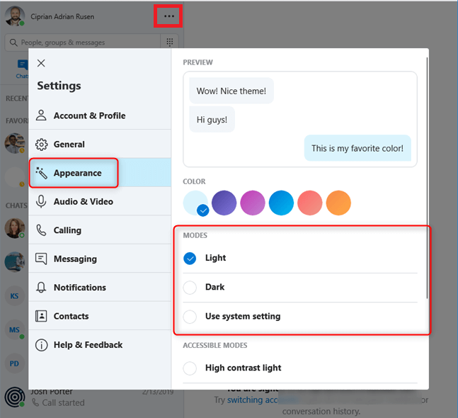 Skype Dark Mode