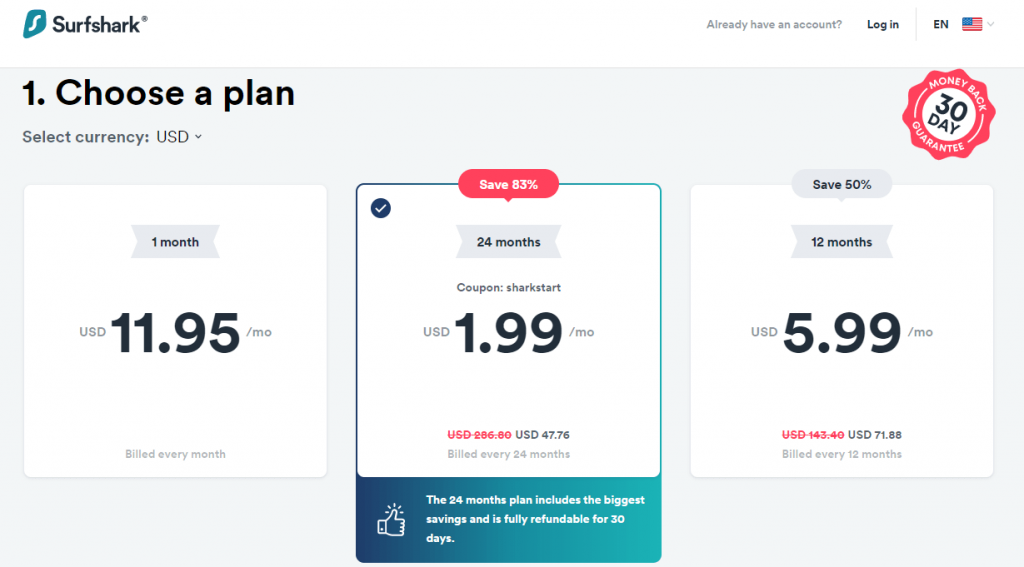 Surfshark Plans and Pricing