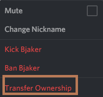 Transfer Ownership