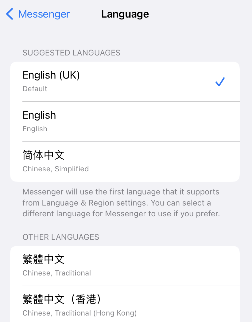 Select the language you want to set as default