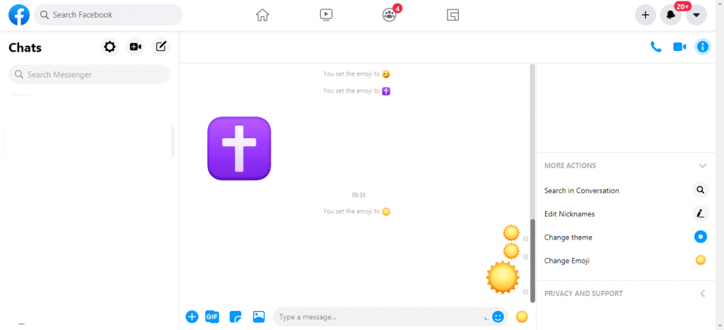 How to change emoji on facebook chat pc