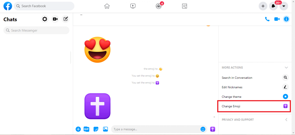 How to change emoji on facebook chat pc