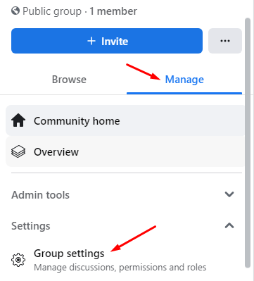 Manage the FB Group Settings