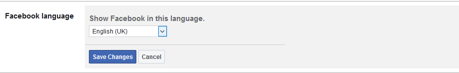 Select a language for Facebook