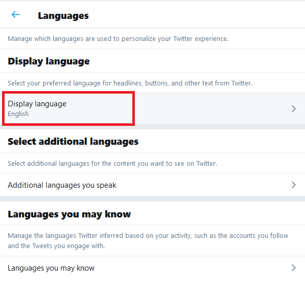 Display language on Twitter 