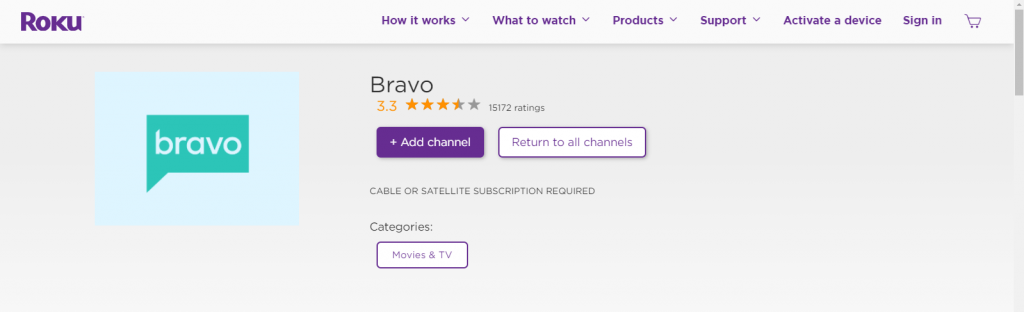 Bravo on Roku
