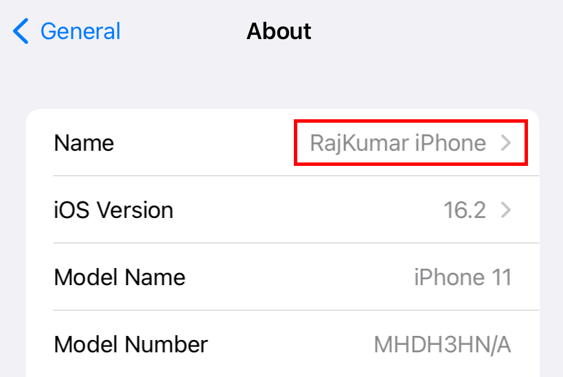Change the name of iPhone