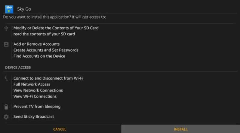 Install Sky Go on Firestick