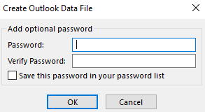 Enter a password for Outlook