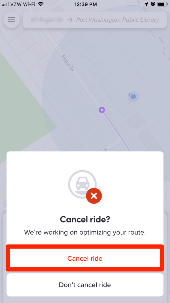 Cancel Lyft ride 