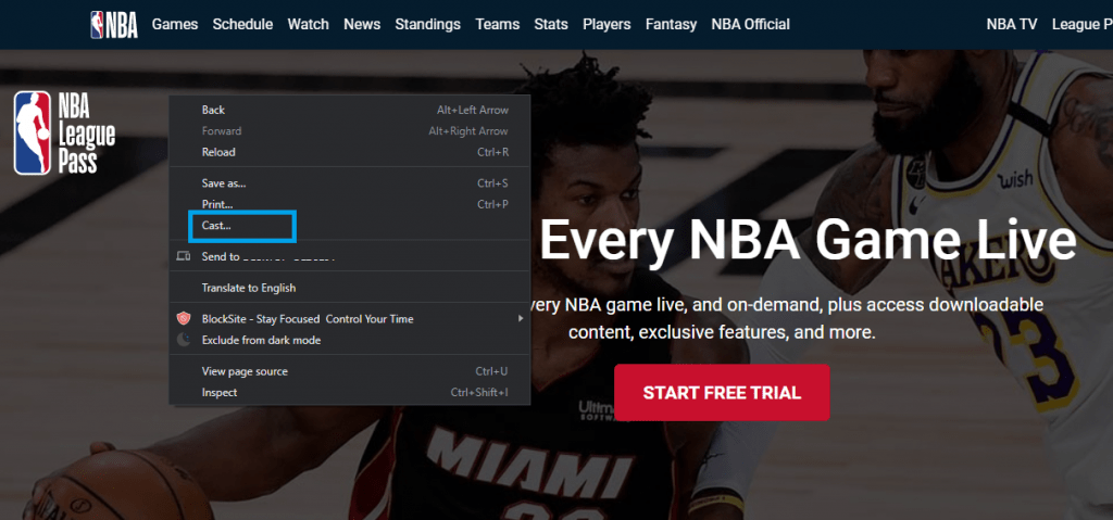 Chromecast NBA from Computer