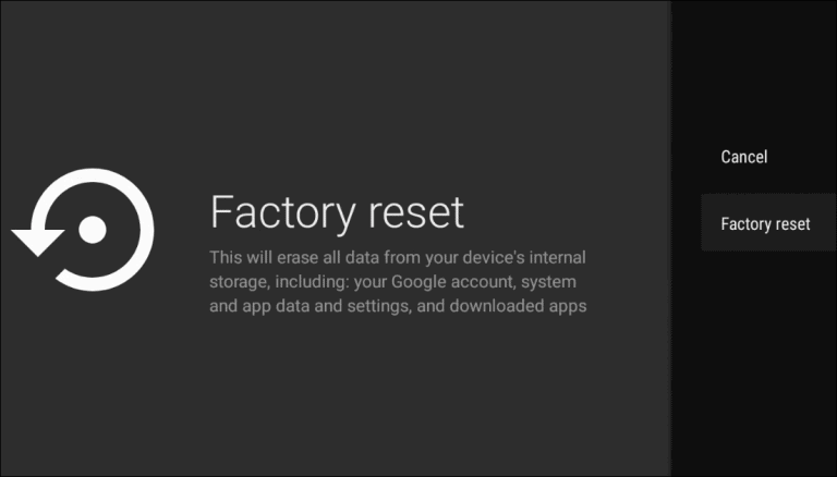 Factory Reset Google TV