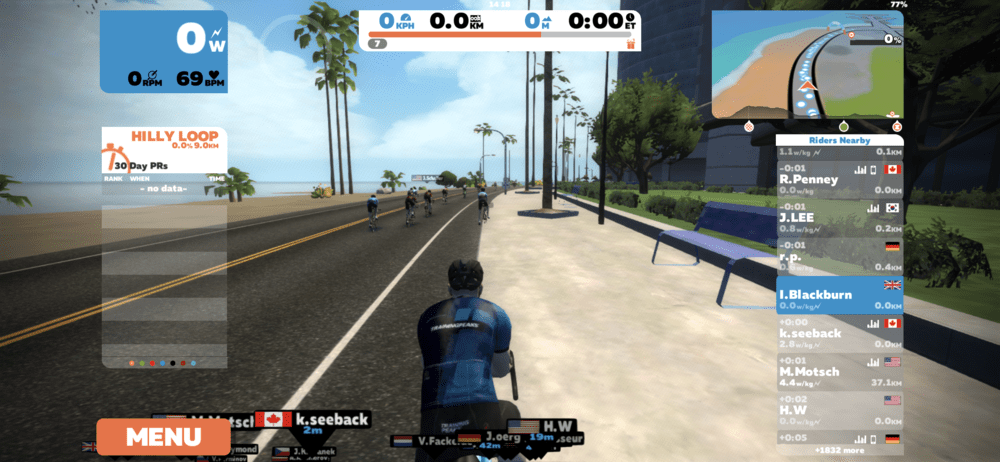 Heart Rate on Zwift Screen