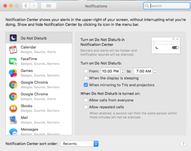 turn off notifications on mac from websites