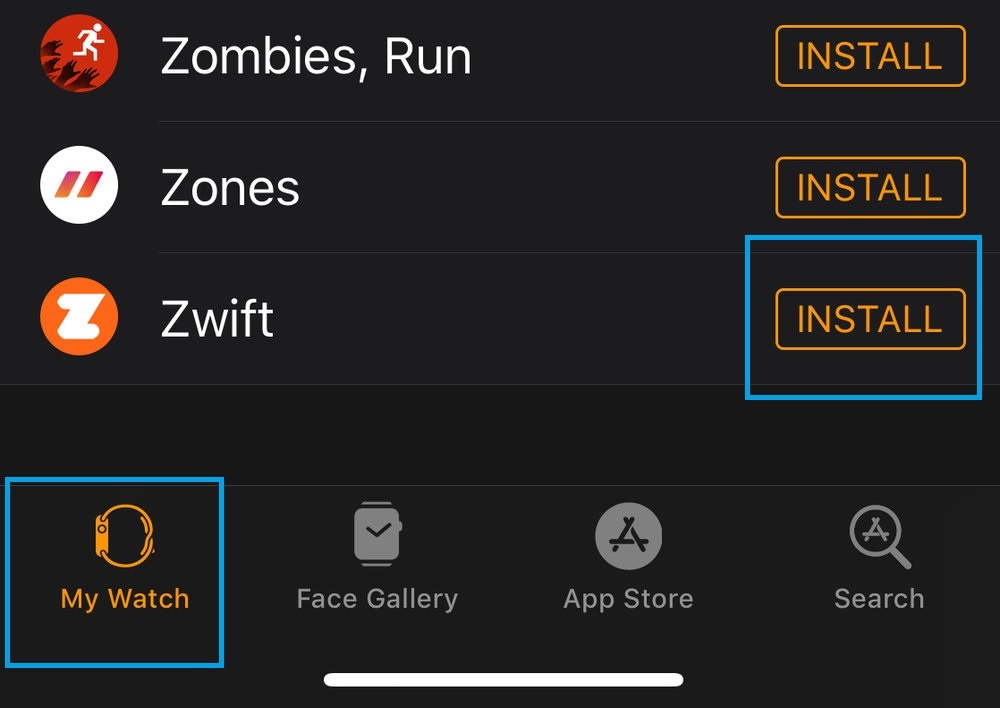 Install Zwift on Apple Watch